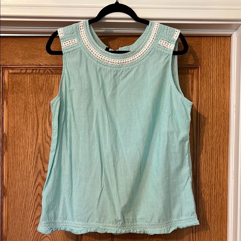 Talbots Green and White Sleeveless Tank Top